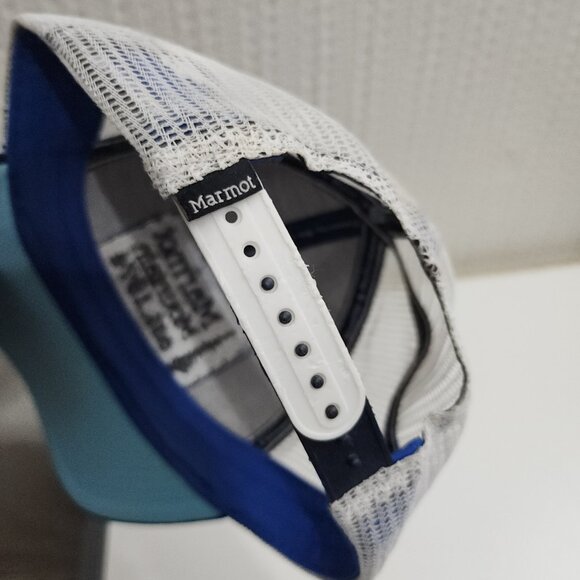 Marmot Men's Blue and White Retro Snap Back Trucker Hat - Picture 7 of 7